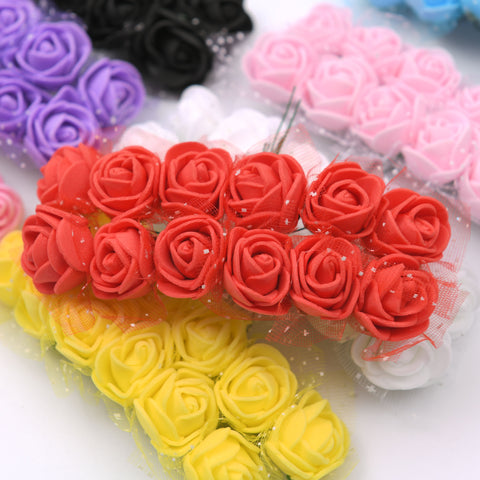 Mini Lace Rose Foam Flower Heads Bouquet-HA00641-Veeddydropshipping