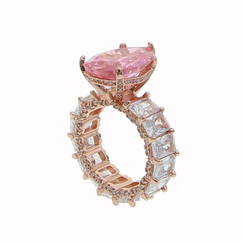 geometry Pink Zircon Water Drop Stone Rings  -JW00439-Veeddydropshipping