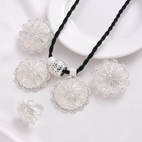 Fashion Silver Jewelry set chain earring 24k Gold Color -JW01342-Veeddydropshipping