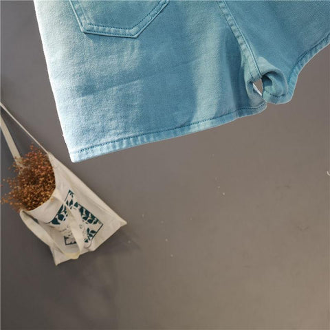 High Waist Denim Shorts Women Loose Wide Leg Jeans-WF00497-Veeddydropshipping