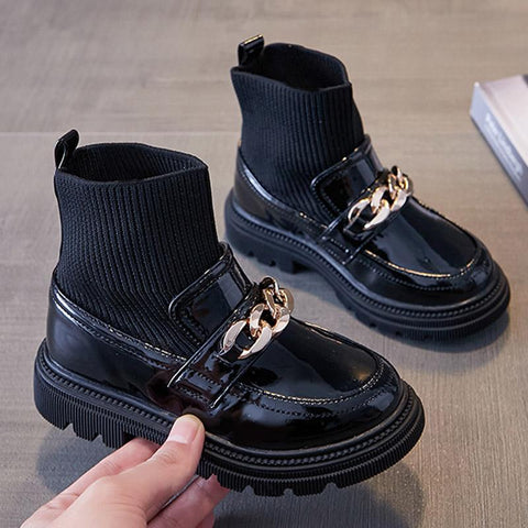 Children Fur Short Ankle Boots Toddlers Girls PU Leather Shoes-TB00140-Veeddydropshipping