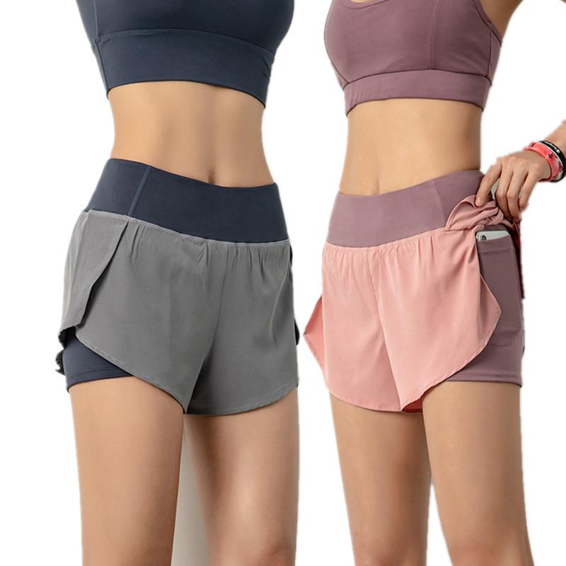 Women Gym Shorts Invisible Double Side Pocket Running Shorts Breathable Quick -OS00909-Veeddydropshipping