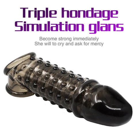 Reusable Penis Extender Cock Rings Delay Ejaculation Penis Condoms Dick Sleeve -BH01233-Veeddydropshipping
