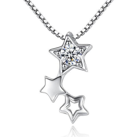 925 Sterling Silver Fine Jewelry Sets Simple Zirconia Star  -JW00316-Veeddydropshipping