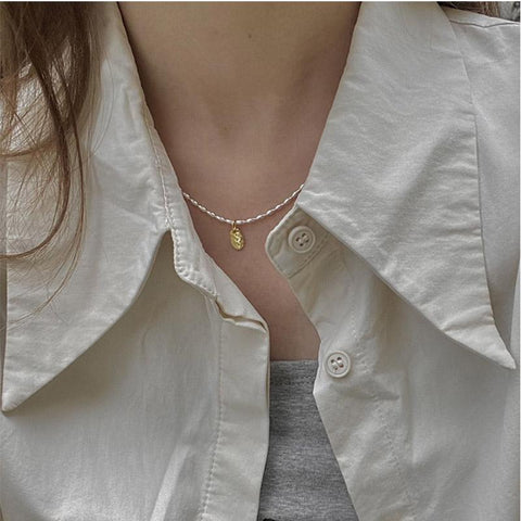 Vintage Olive Beads Chian Necklace  Clavicle Choker-JW01268-Veeddydropshipping