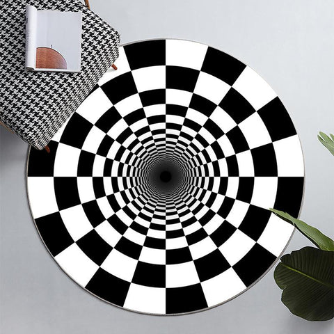 Round Checkerboard Carpet Floor Mat-HA00488-Veeddydropshipping