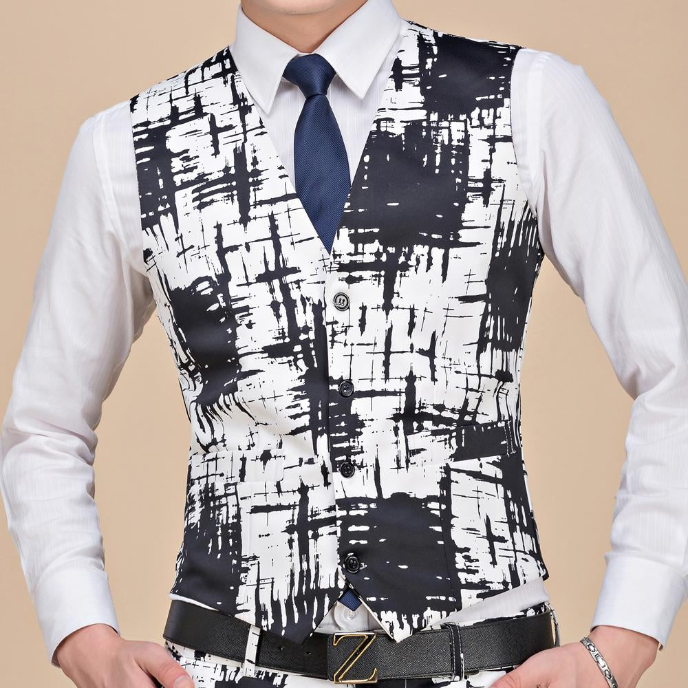 Suit Vest Man Black Gray Formal Businss Vest-MF01306-Veeddydropshipping