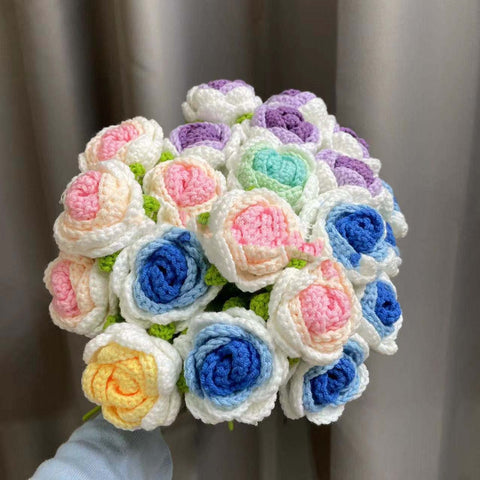 DIY Rose Flower Hand-Woven Imitation Crochet  Flower-HA00695-Veeddydropshipping