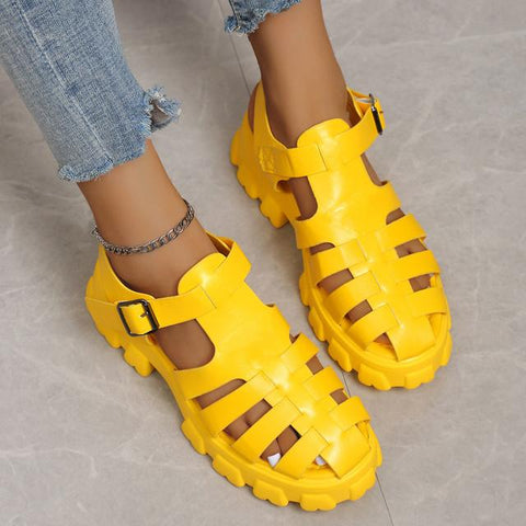 Bottom Roman Womens Sandals Buckle Womens Shoes Non-slip-BS00823-Veeddydropshipping