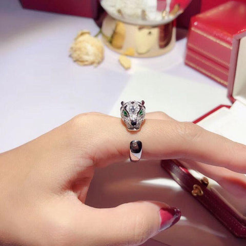 Leopard Head Rings  Cubic Zirconia Stone Animal Panther Ring  -JW00396-Veeddydropshipping