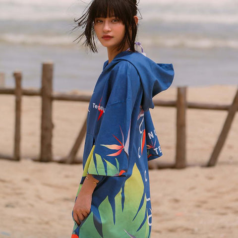 Microfiber Changing Bathrobe Cloak Wetsuit Beach Poncho Towel Outdoor Absorbent -OS00072-Veeddydropshipping