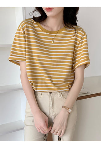 Women Summer Striped T-shirts For Women Clothing-Veeddydropshipping