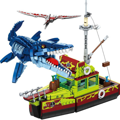 Building Blocks Dinosaur Ideas MOC Animal Escape Mosasaurus Ocean-TB01487-Veeddydropshipping