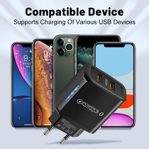 18W Dual USB Charger Cell Phone Fast Charge Mobile Phone Charger Plug-PA00385-Veeddydropshipping