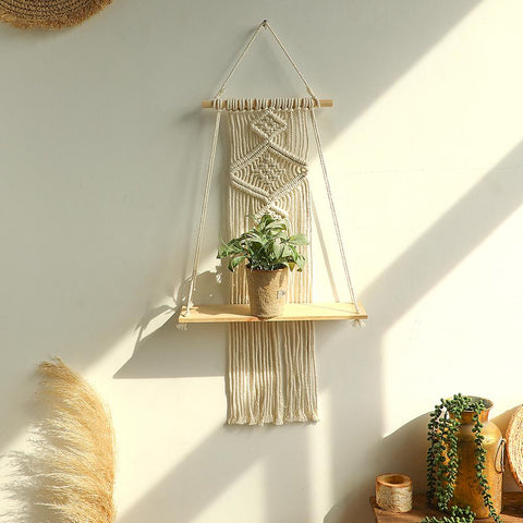 Macrame Wall Hanging Shelf Boho Home Decor-HA00204-Veeddydropshipping