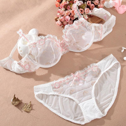 women sexy transparent lace underwear bra set-WF00710-Veeddydropshipping