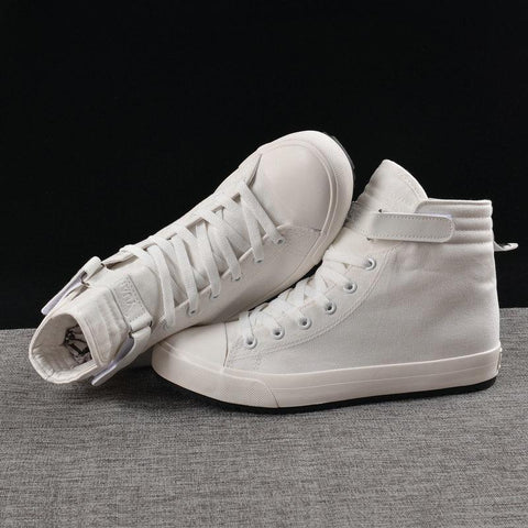 Men Flats Shoes All Black White Casual Shoes Mens Canvas-BS01415-Veeddydropshipping