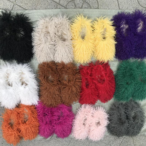 Slippers Plus Size Woman Luxury Furry Faux Fur Slippers Plush Warm-BS01287-Veeddydropshipping