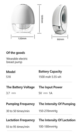 Wearable Breast Pump Silent Hands Free  LED Automatic Electric Milker Portable-TB00669-Veeddydropshipping