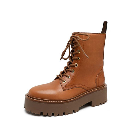 Women Shoes Black Leather Ankle Boots Punk Shoes Thick-BS00928-Veeddydropshipping