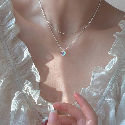 Love Pendant Necklace Geometric Simple Clavicle Chain Jewelry-JW01227-Veeddydropshipping