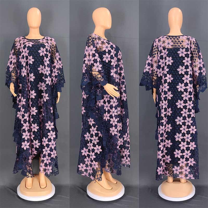 Fashion Two Piece African Mesh Dress-WF01678-Veeddydropshipping