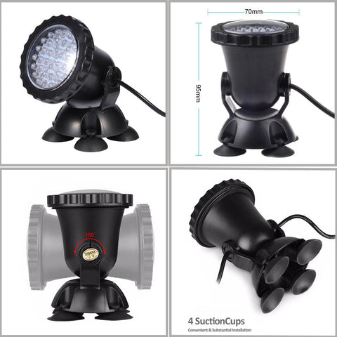 12V IP68 Waterproof Remote LED Underwater Light 36LEDs RGB Underwater-TI00983-Veeddydropshipping