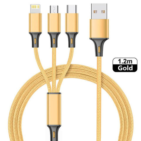 3in1 Data USB Cable for iPhone Fast Charger Charging Cable For Android phone type c-PA00962-Veeddydropshipping