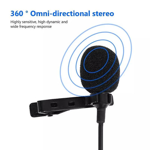 Lavalier – Microphone Portable à condensateur, 1.5m, micro-cravate filaire-CE01111-Veeddydropshipping