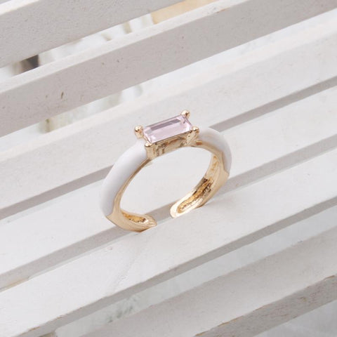 Glass 34 Colors Simple Style Ring Paved With Shiny Stone Fashion -JW01396-Veeddydropshipping