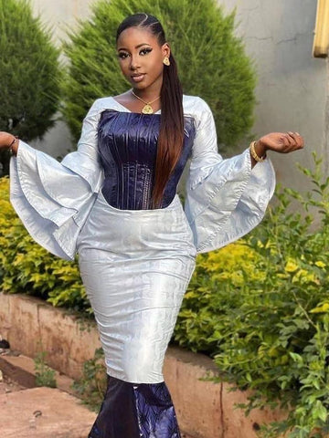 Plus Size Long Sleeve Long Dresses-WF01504-Veeddydropshipping