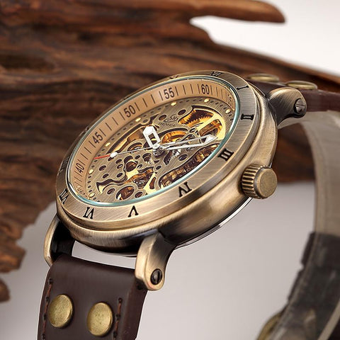 Men Automatic Mechanical Watch Skeleton Steampunk-JW00629-Veeddydropshipping