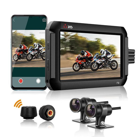 Dual Camera Front &amp; Rear Motorcycle DVR F9D with TPMS-AM00563-Veeddydropshipping