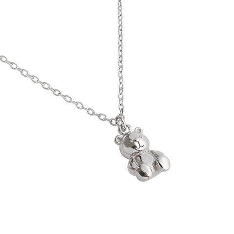 925 Sterling Silver Teddy Bear Pendant Necklace Necklaces For Women-JW00072-Veeddydropshipping