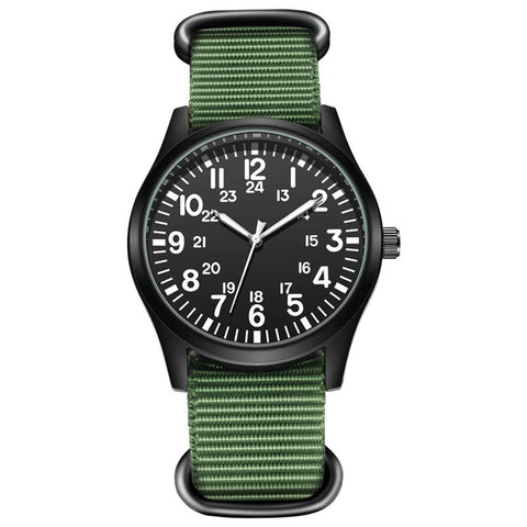 Field Watch Fabric Strap 24 Hours Display Japan Quartz -JW00798-Veeddydropshipping