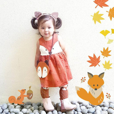 Fashion Children Summer Cotton Dresses Kid Clothing Fox Design-TB00880-Veeddydropshipping