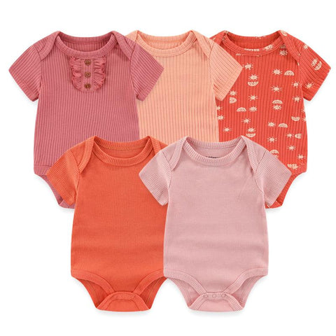 New Born Bodysuits 2023 Unisex 5Pieces Baby Girl Clothes Solid-TB00313-Veeddydropshipping