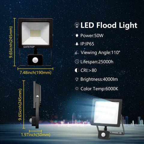 50w! Led Motion Sensor Floodlight Induction Style Ip65 Cold-TI00894-Veeddydropshipping