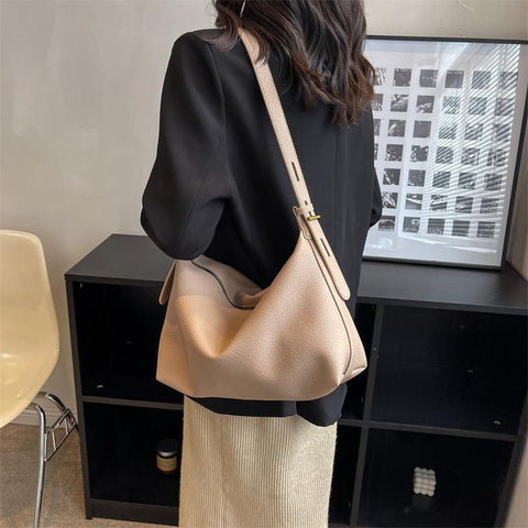 Solid Color Leather Soft Fabric Shoulder Bags Casual Ladies Bags Zip Ladies-BS00102-Veeddydropshipping