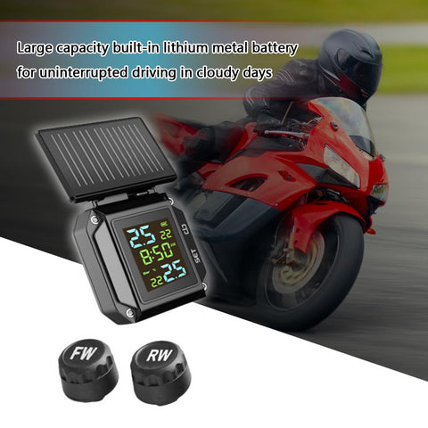 Solar Powered Waterproof Motorcycle TPMS Kit Wireless LCD Motor-AM00155-Veeddydropshipping