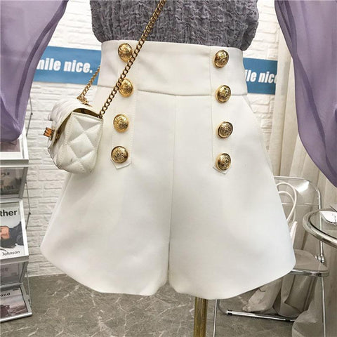 Women High Waist A-Line Wide Leg Shorts-WF00627-Veeddydropshipping