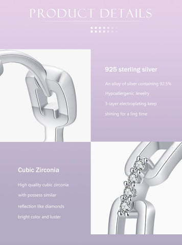 Chain Shape 925 Sterling Silver Earrings For Woment Wedding Jewelry-JW00064-Veeddydropshipping