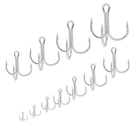 10Pcs Ahite Nickel  Super Sharp Fishhooks Treble Fishing Hooks  High Carbon -OS00588-Veeddydropshipping