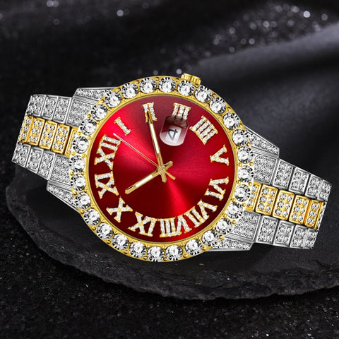 Luxury Gold Stainless Steel Full Diamond  Quartz Wristwatches-JW00746-Veeddydropshipping
