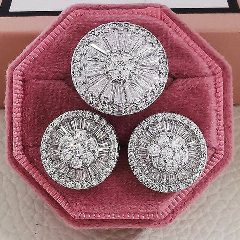 2pcs Pack silver color bride Cushion Cut Zircon Jewelry Set  -JW00358-Veeddydropshipping