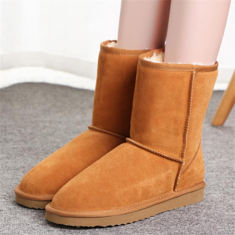 Lady Female Leather Boot girl Waterproof Shoes Flat Casual-BS00935-Veeddydropshipping