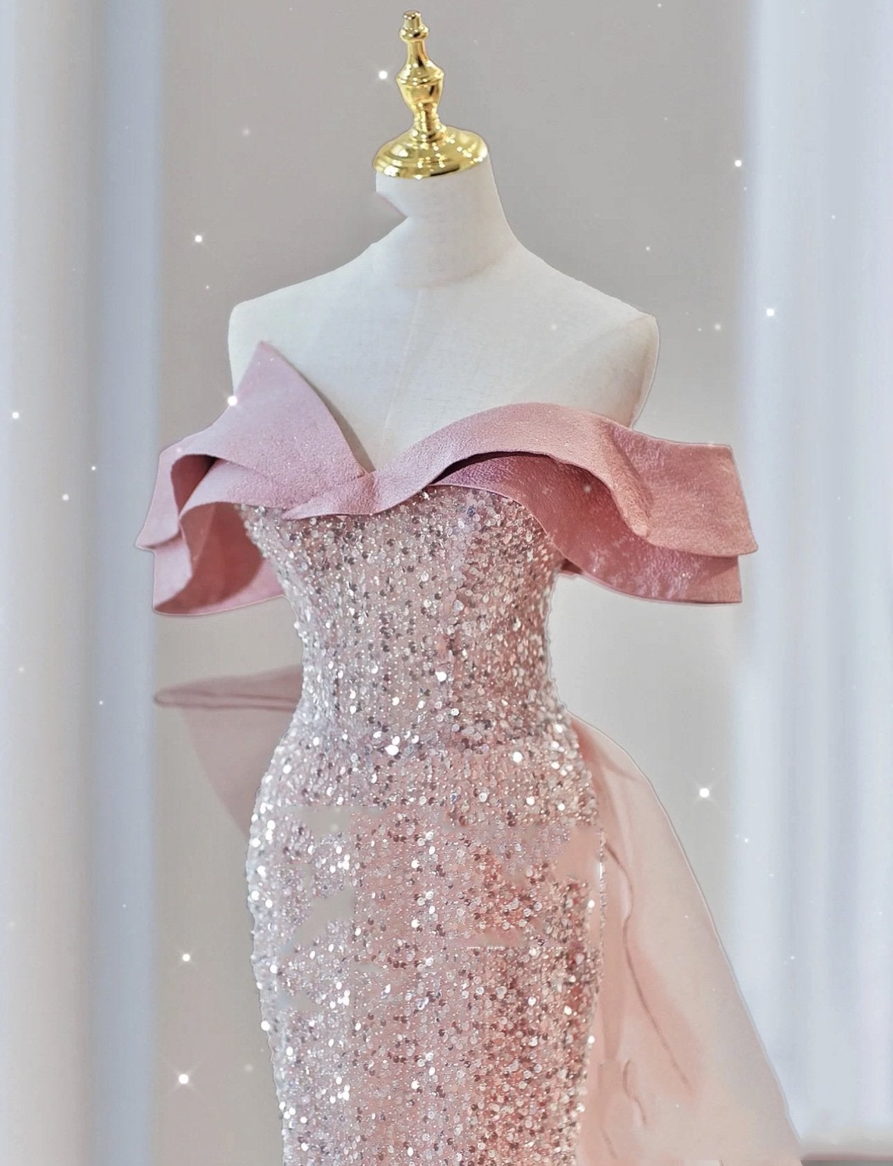 Sexy Off the Shoulder Sequin Gown-Veeddydropshipping