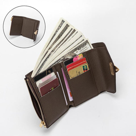Women&#39;s Short Lock Print Multi Card Anti Degaussing Large-BS00204-Veeddydropshipping