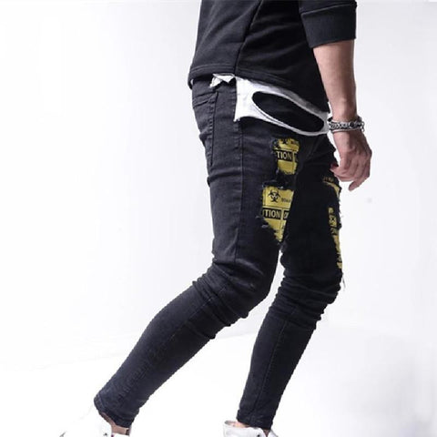 Pants Fashion Letter Patch Mid Waist Slim Fitting-MF00531-Veeddydropshipping