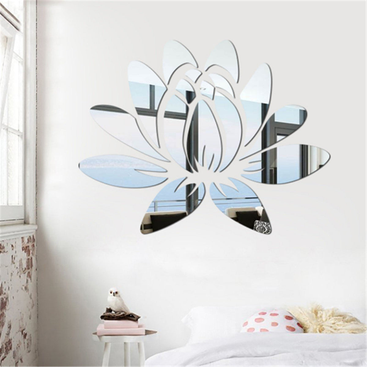 3D DIY Lotus Flower Mirror Wall Sticker-HA00230-Veeddydropshipping